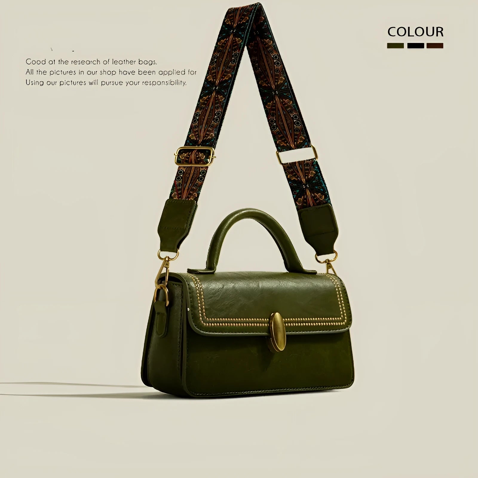 Brown retro messenger bag with square vertical design showing mobile phone and file compartments