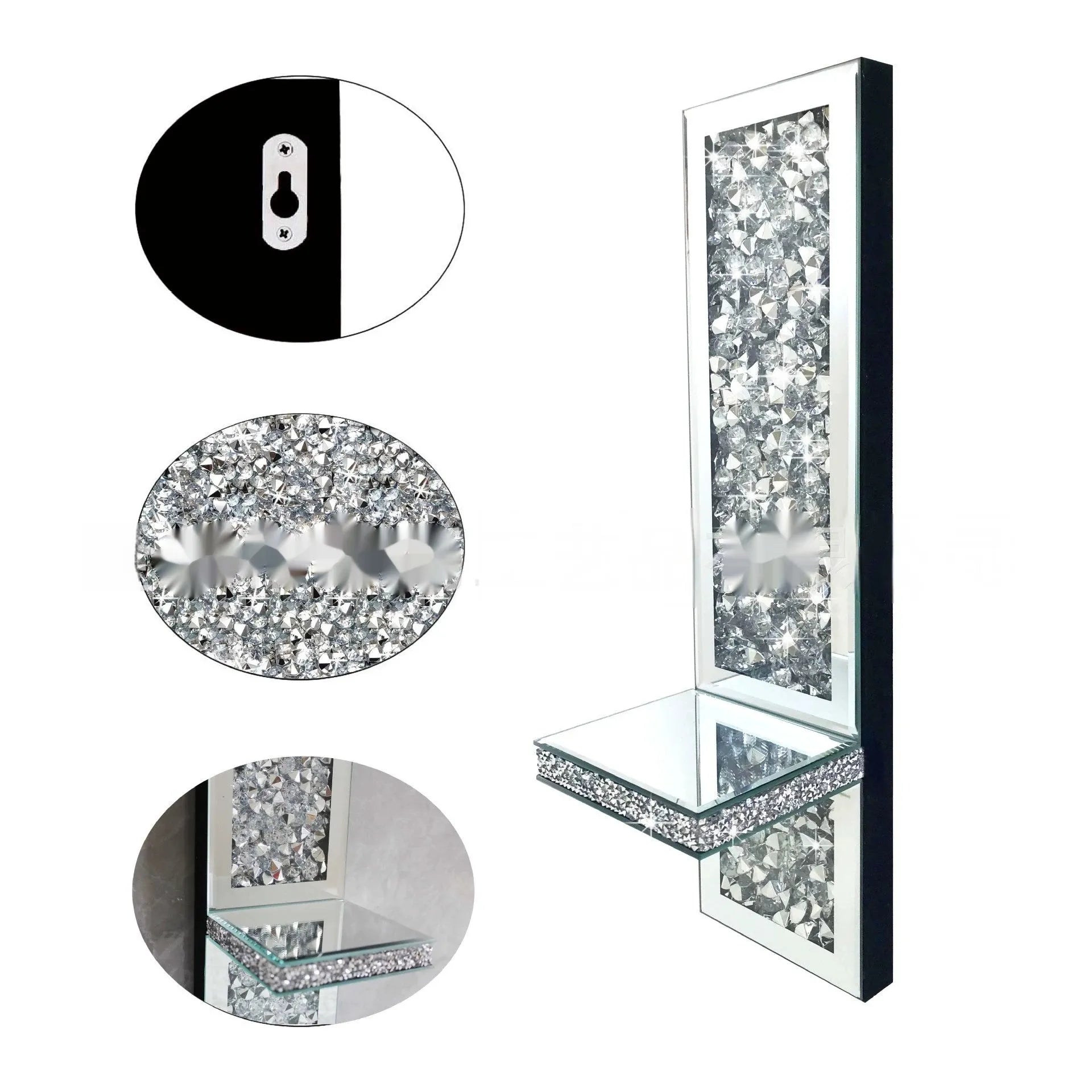Pair of silver mirror glass wall-mounted candle holders with modern design