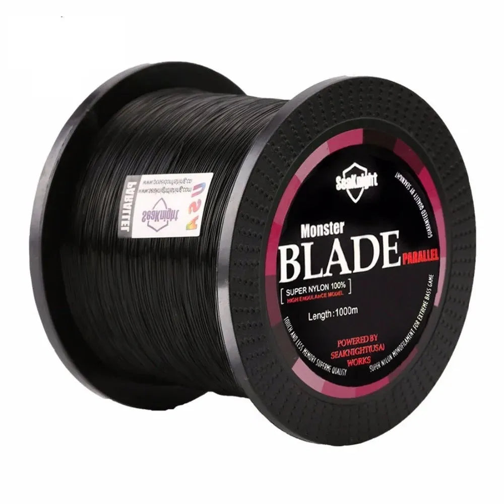 Seaknight1000 M nylon fishing line spool showing available colour options white, green, blue, yellow, and black