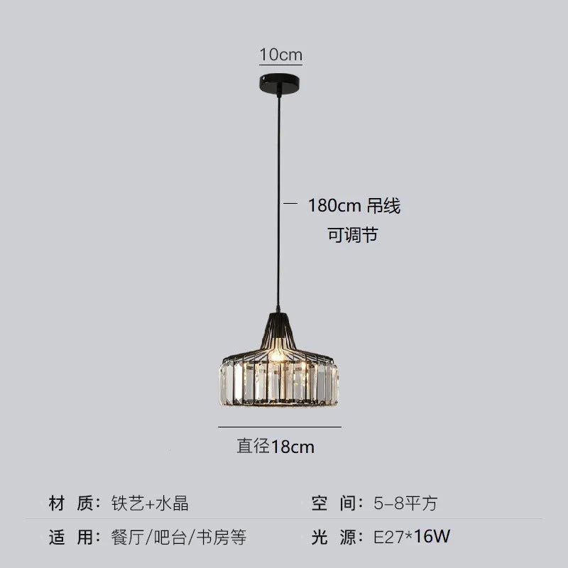 Modern light luxury style crystal chandelier ceiling lamp with LED light in black or gold finish.