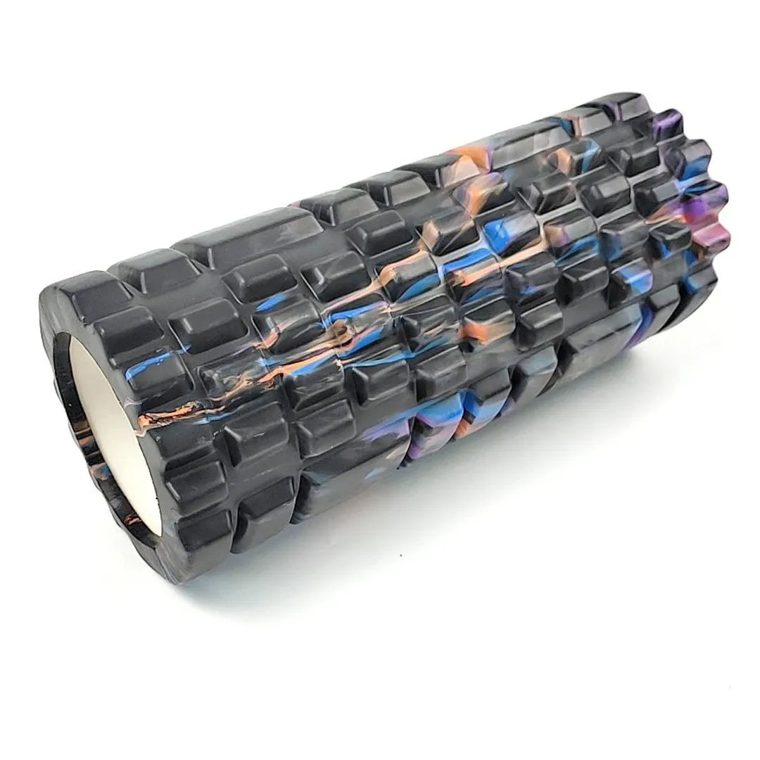 33cm long camouflage patterned EVA foam roller for fitness and massage.
