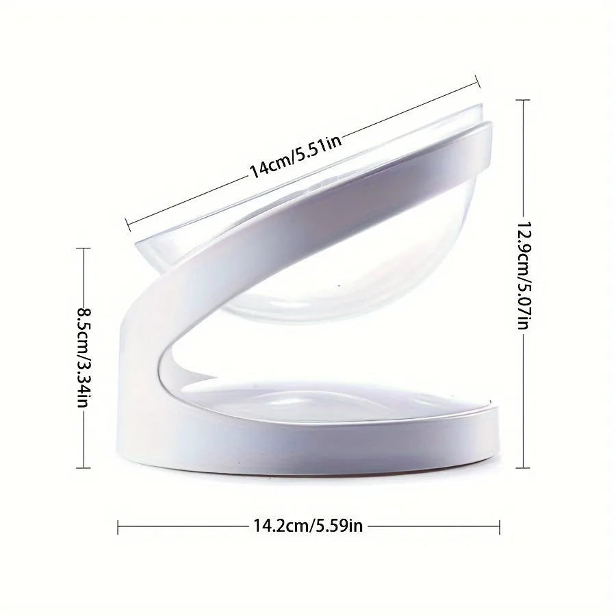 White elevated plastic cat bowl with anti-vomit tilt design