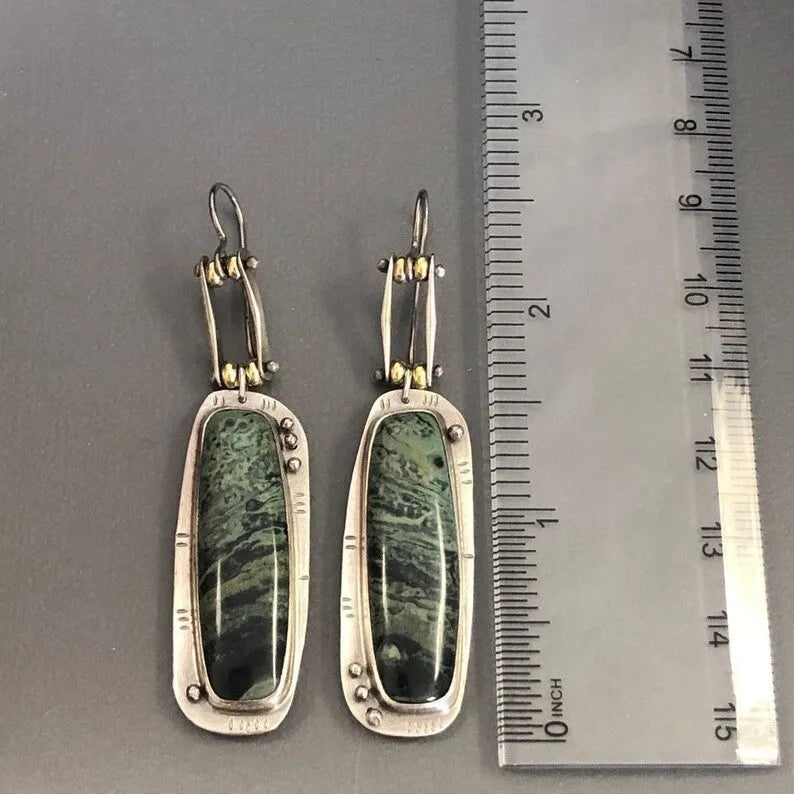 Two-tone marble pattern geometric alloy earrings with simple minimalist design