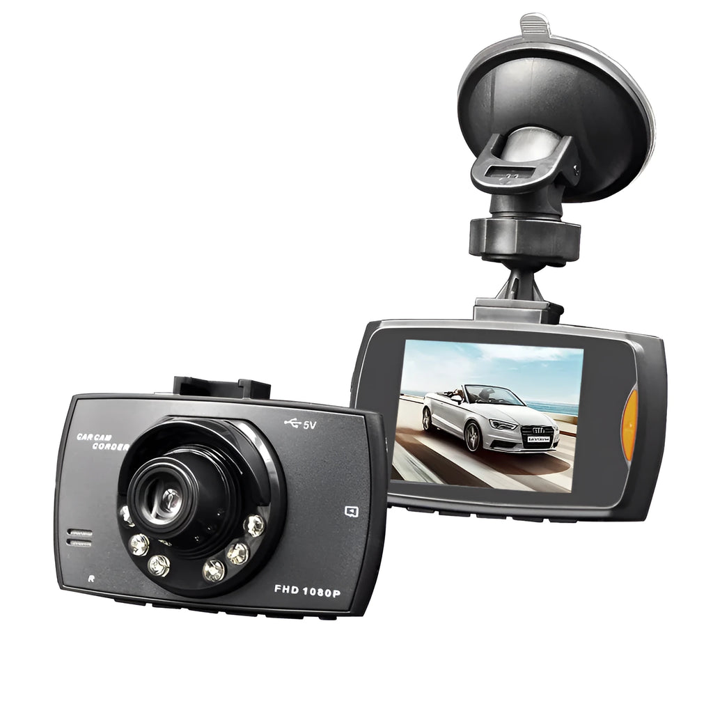 Black G30 HD dual camera car DVR dash cam with front and rear recording capability