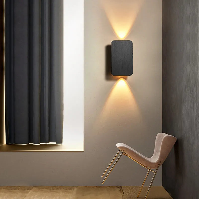 Minimalist Nordic design LED wall lamp in black finish showing clean lines and integrated light source