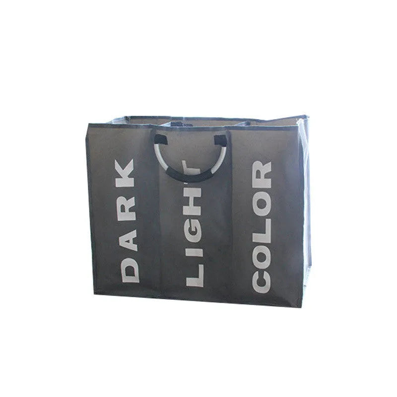 Three-compartment large capacity clothing bag in dark grey made from 600D Oxford cloth with modern simple design