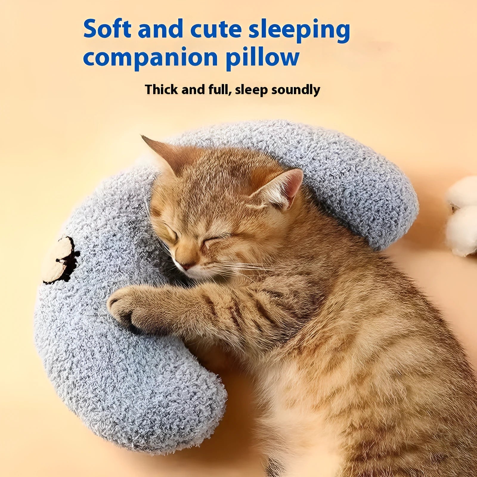 Cat sleeping mat with U-shaped neck protection pillow in moon and question mark designs