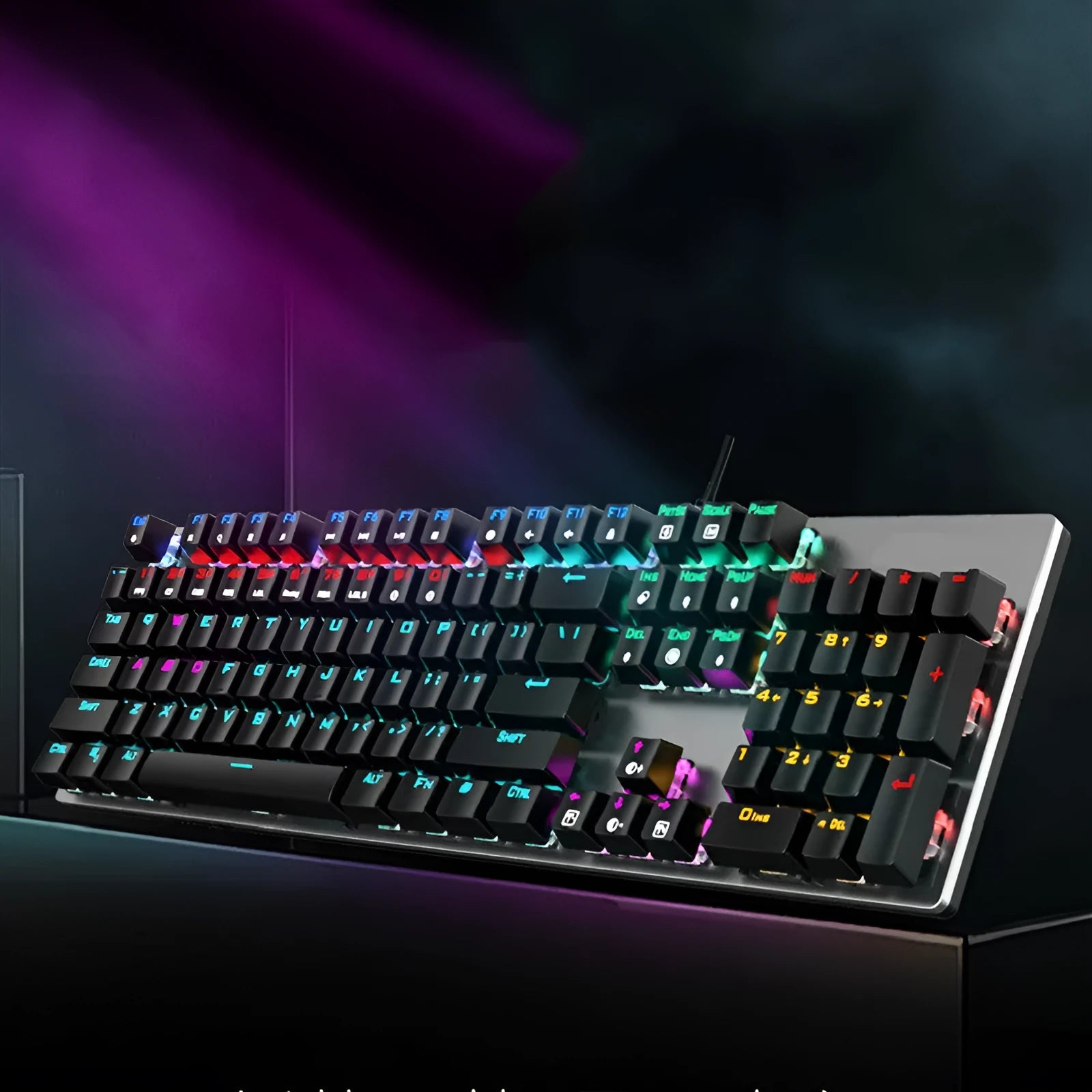 GK410 mechanical keyboard with metal case, 104 keys, backlight, and choice of mechanical switches
