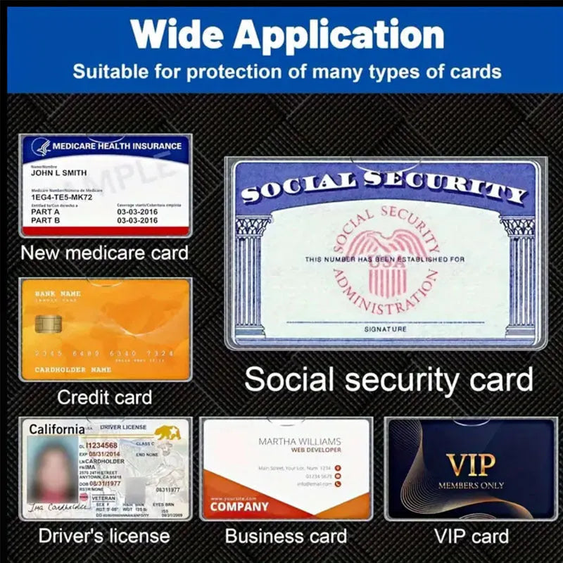 Transparent PVC waterproof card cover for social security and student ID cards measuring 9.7cm by 5.9cm