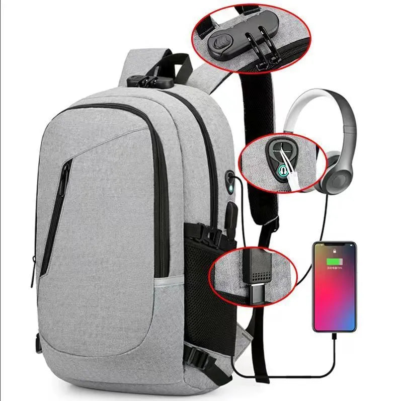 Solid colour Oxford cloth computer backpack with 20-35 litre capacity for men and women.
