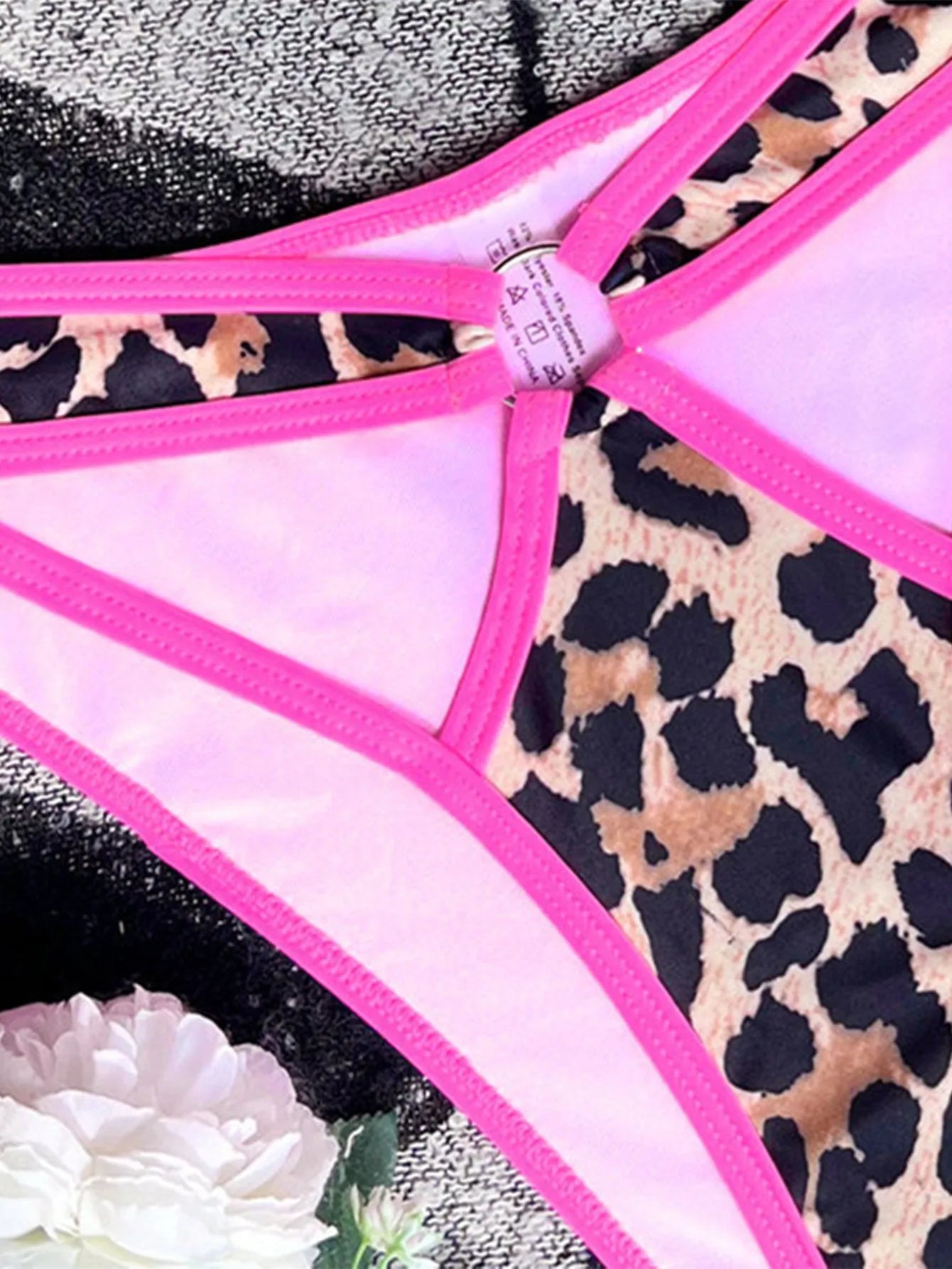 Women's Rose Red nylon bikini set with colour matching design for swimming
