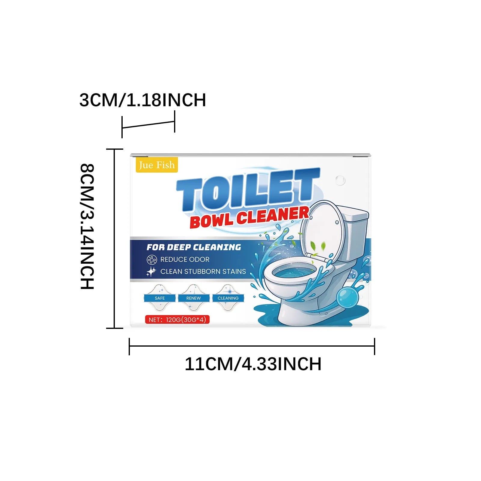 Toilet cleaning powder sachets for urine stain and odour removal with sodium bicarbonate