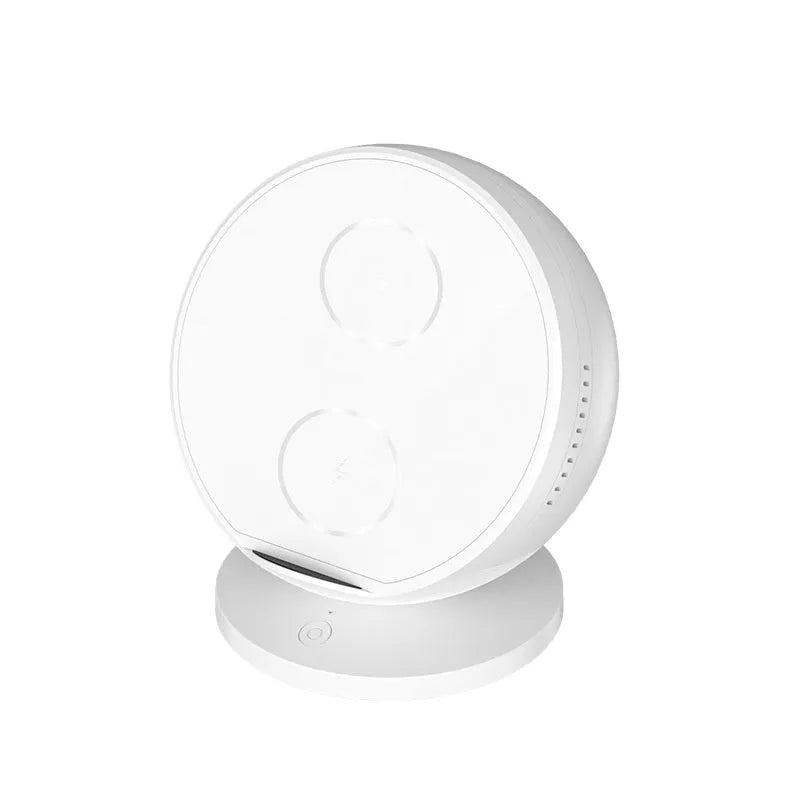 XC-11 wireless charging stand with integrated Bluetooth speaker and phone holder in black, blue, pink, or white.