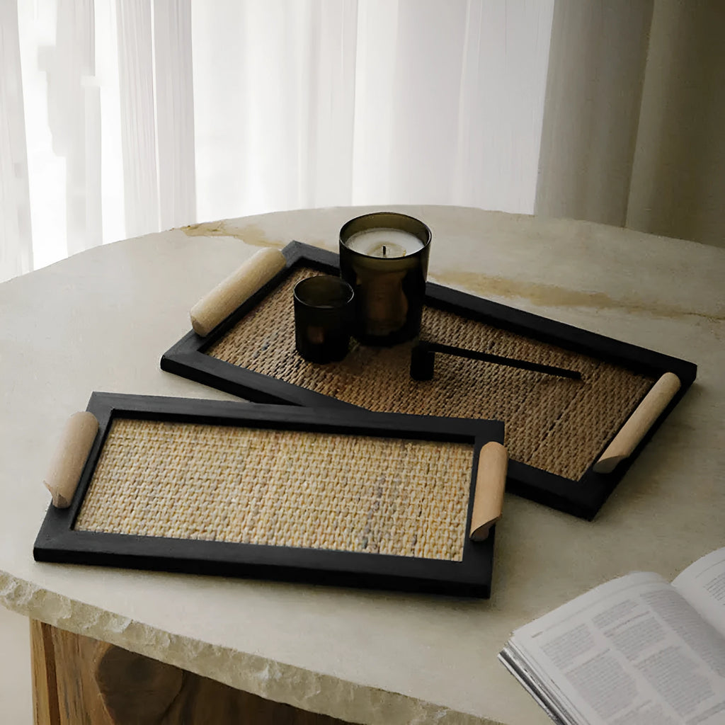 Pine wood dining tray with compartment sections for organised serving