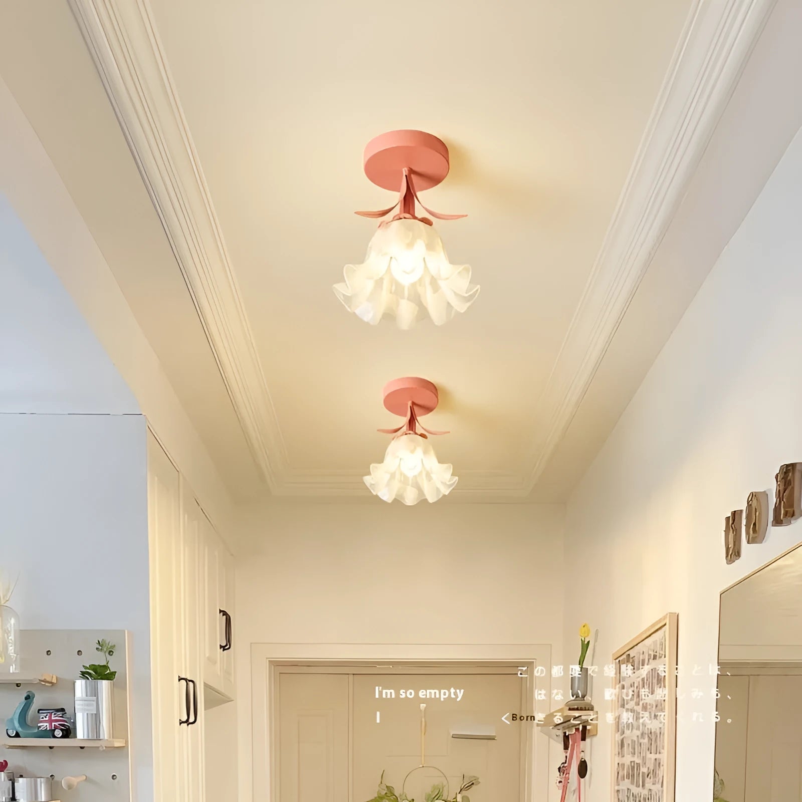 Cream coloured modern LED corridor aisle light with three-colour changing and dimming controls.