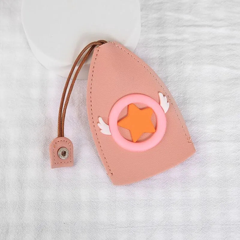 Cartoon pull-out key case in PU leather measuring 14 by 7.5 centimetres