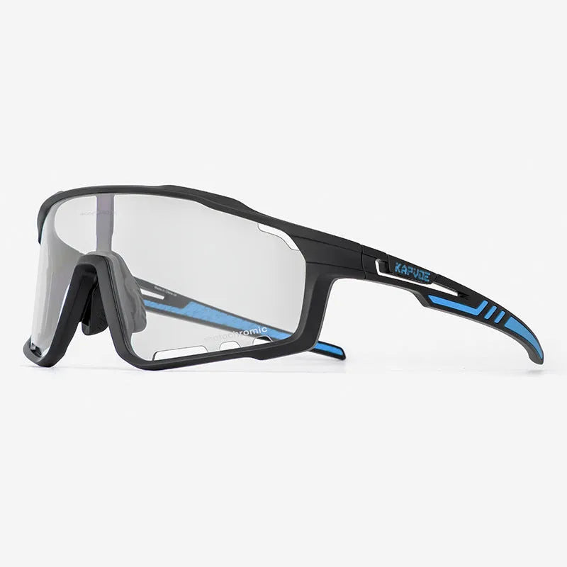 Photochromic cycling sunglasses with a TR90 semi-rimless frame in a unisex style.