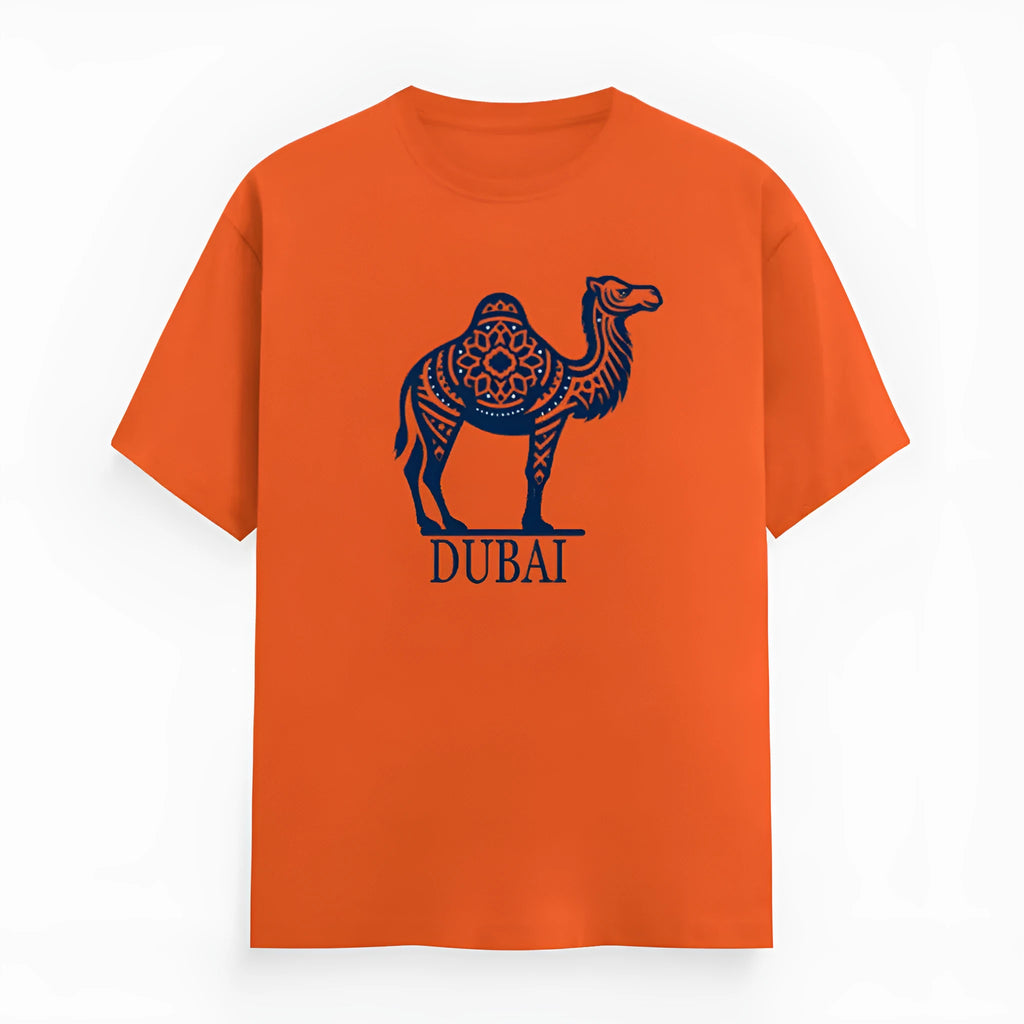 Orange cotton summer t-shirt with loose fit and short sleeves for men and women