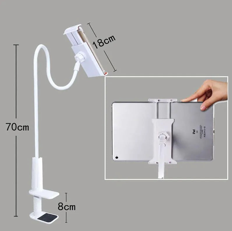 Bedside oversize flat panel phone handset with long flexible arm in various colour options