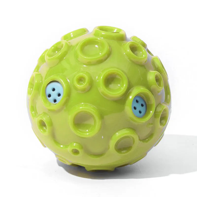 Durable natural rubber dog ball toy with magical squeaky sound for aggressive chewers in five colour options