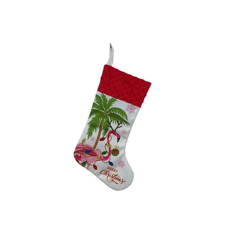 Flamingo design Christmas stocking decoration pendant in cloth material