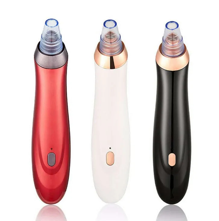 Electric blackhead remover device with multiple nozzle attachments for facial pore cleaning