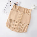 Black and apricot nylon waist training belly band with adjustable belt tie