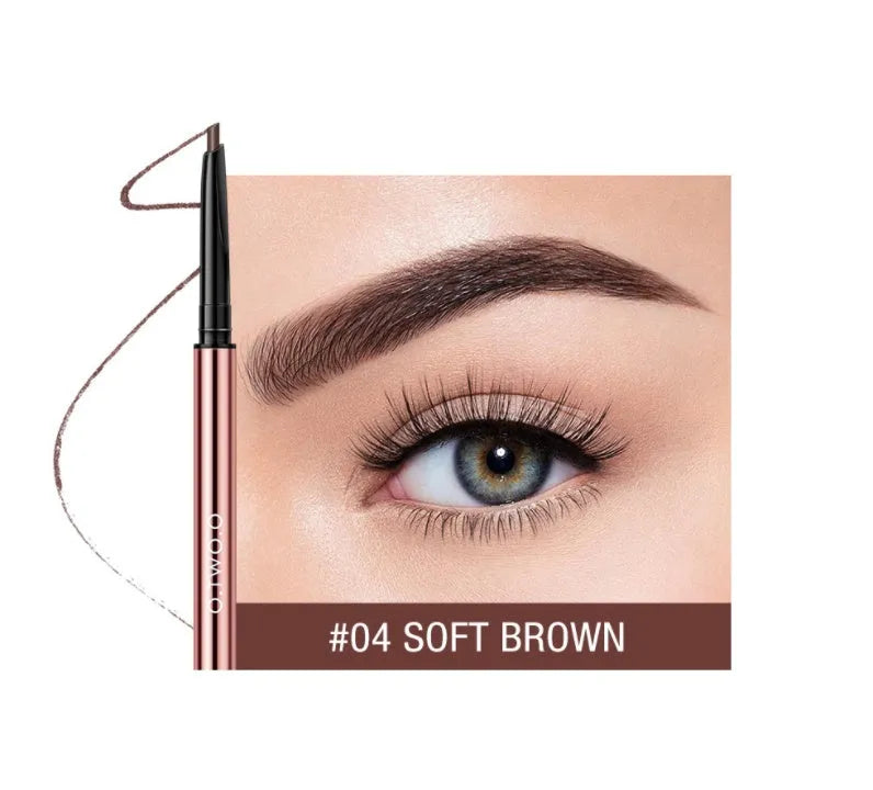Brow make-up pencil in colour box with six shade options: Auburn, Blonde, Caramel, Dark Brown, Soft Brown, Taupe.