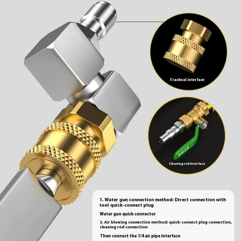 Stainless steel cleaning rod with three nozzles for car water tank and radiator cleaning
