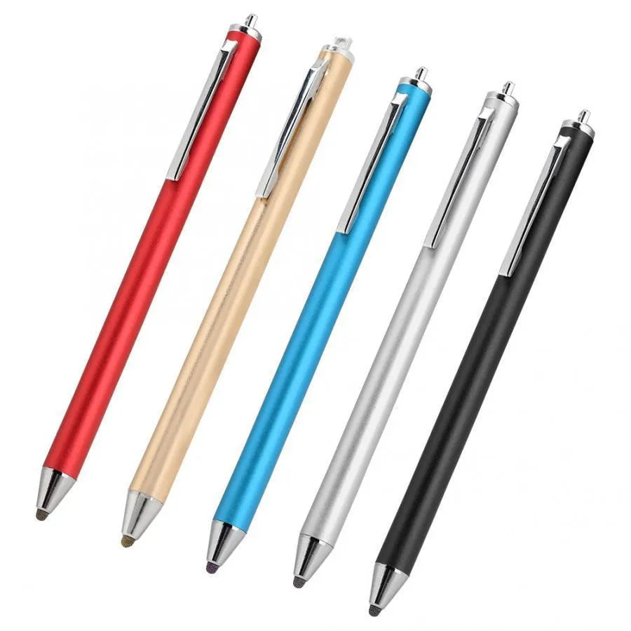 Metal fine tip stylus for tablet and phone touch screens in seven colour options