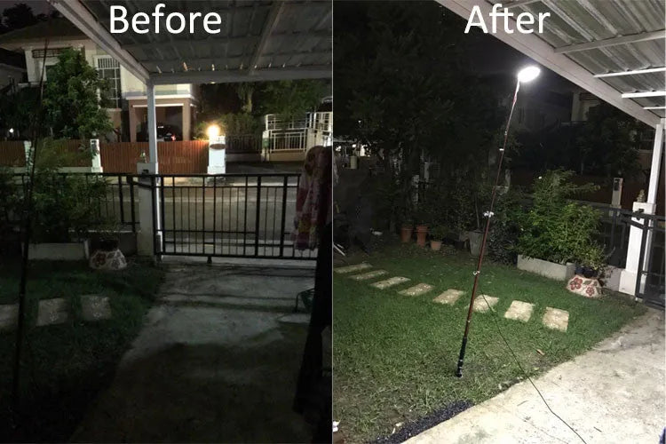 LED fishing rod light with telescopic pole and remote control for outdoor illumination
