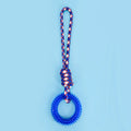 Colourful braided rope dog toy with knots, 43 cm long, for puppies and small dogs