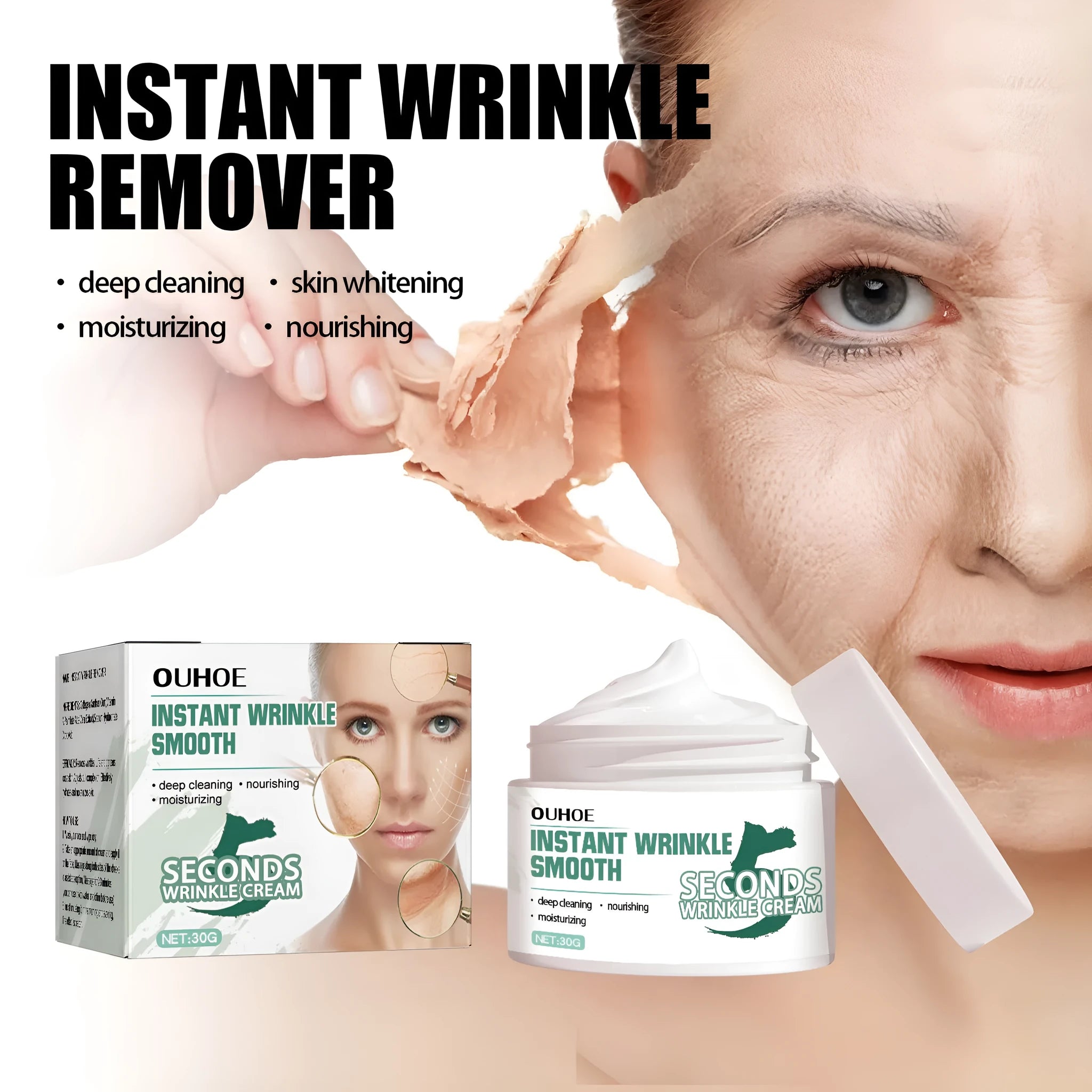30g anti-ageing anti-wrinkle face cream jar for hydrating and fading wrinkles