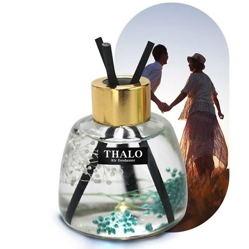 Glass car perfume ornament with creative bottle design and loose incense function