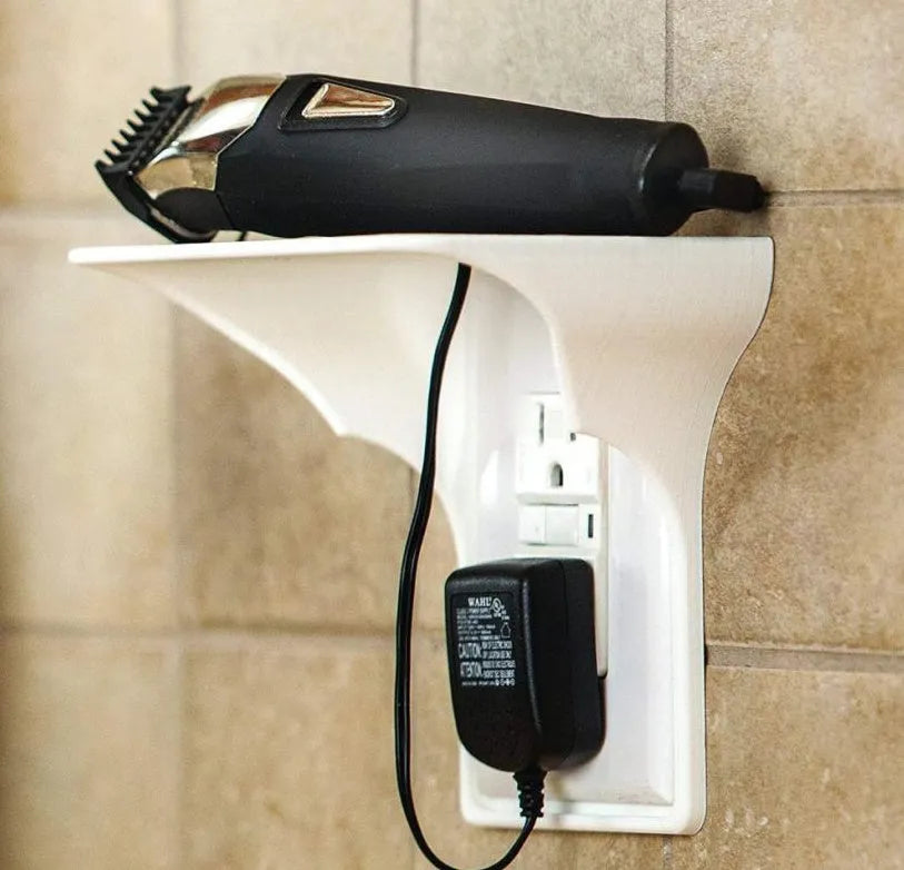 White plastic socket storage rack for tool organisation, 14 cm wide by 15 cm tall.