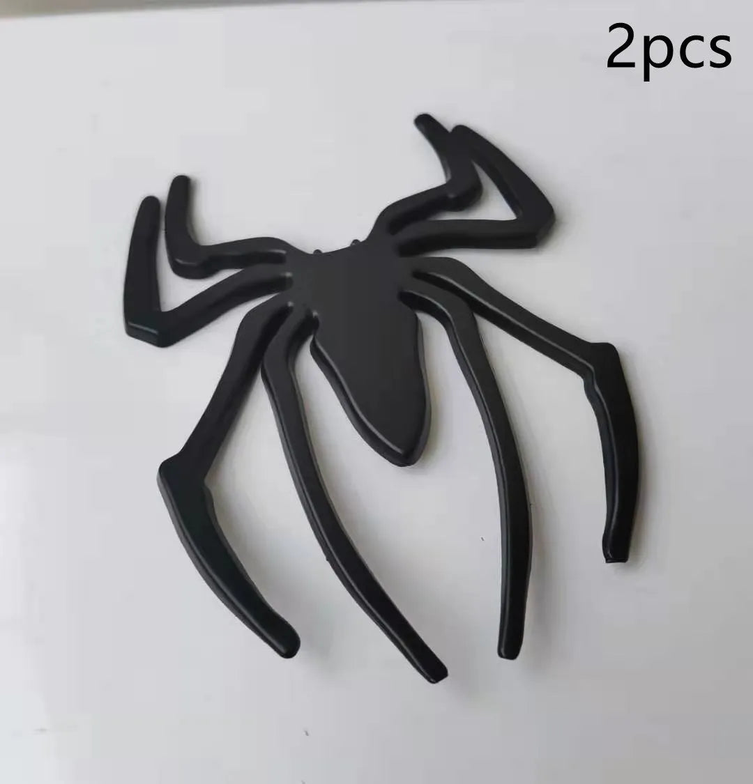 Three-dimensional zinc alloy spider bumper sticker in metallic colours