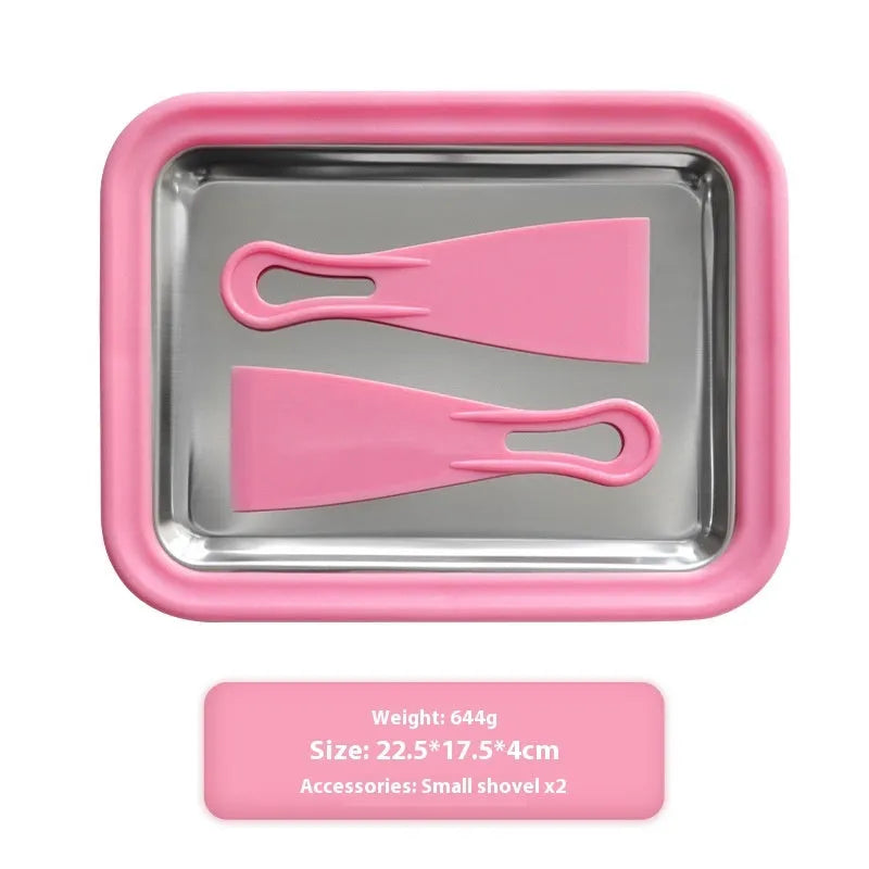 Compact DIY fried yogurt machine in green, pink, rose red, or white with aluminium gasket