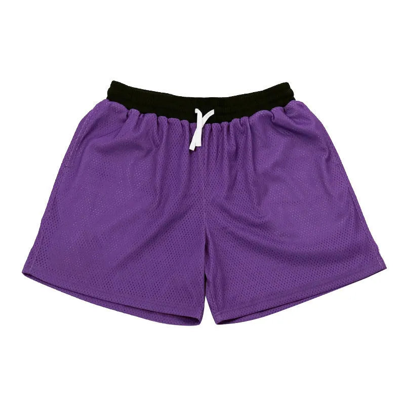Men's mesh quick-drying shorts in chemical fibre fabric available in five colours