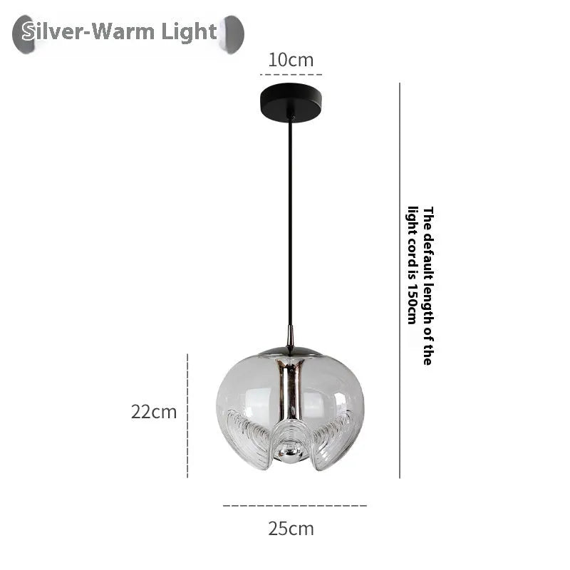 Modern minimalist glass pendant chandelier with a 250mm frosted shade in a transparent light colour.