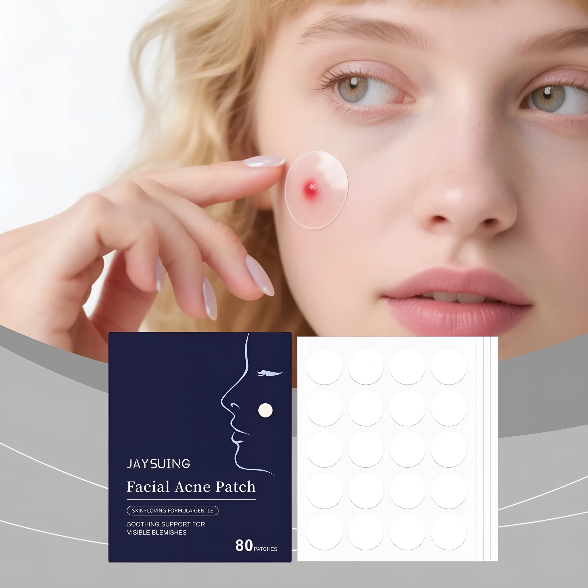 Transparent hydrocolloid facial acne patches for blemish treatment