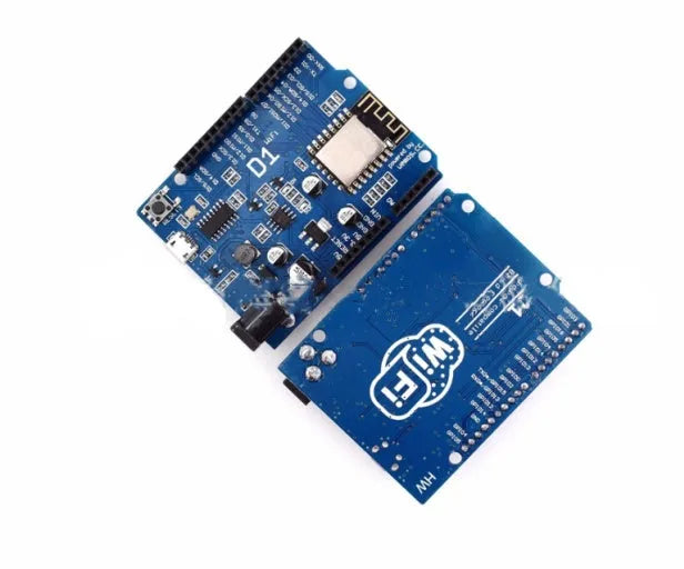 Black ESP-8266EX WiFi development board with Arduino compatibility and pin headers
