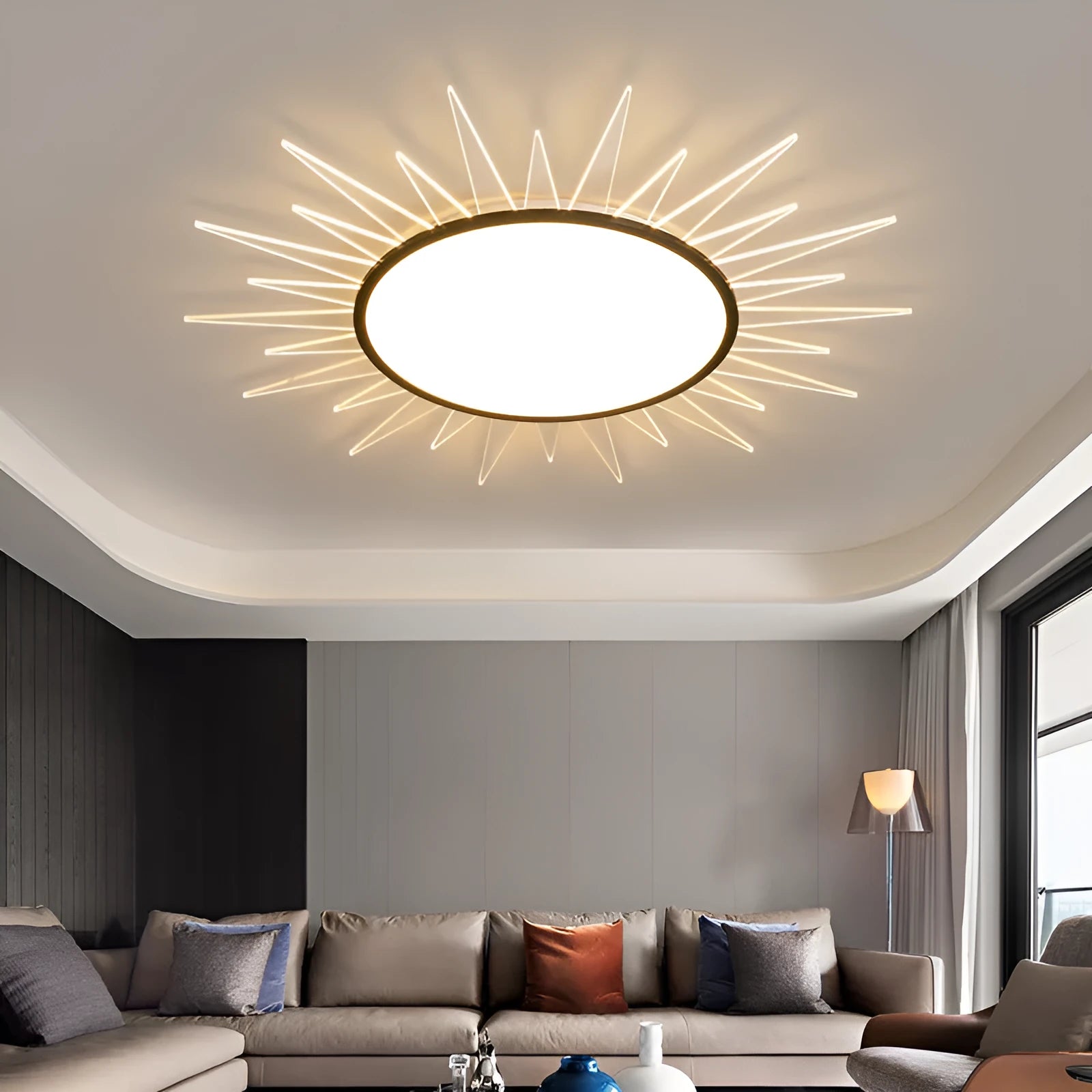 Aluminium circular LED ceiling lamp with remote dimming in multiple diameter sizes