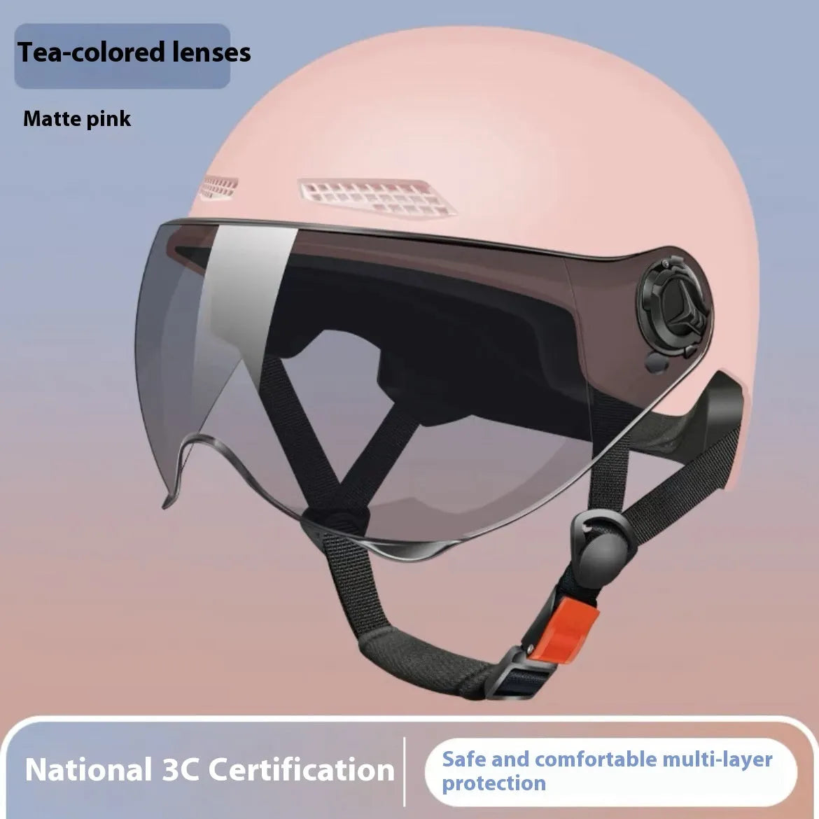 3C certified electric motorcycle half helmet with sun visor in polypropylene.