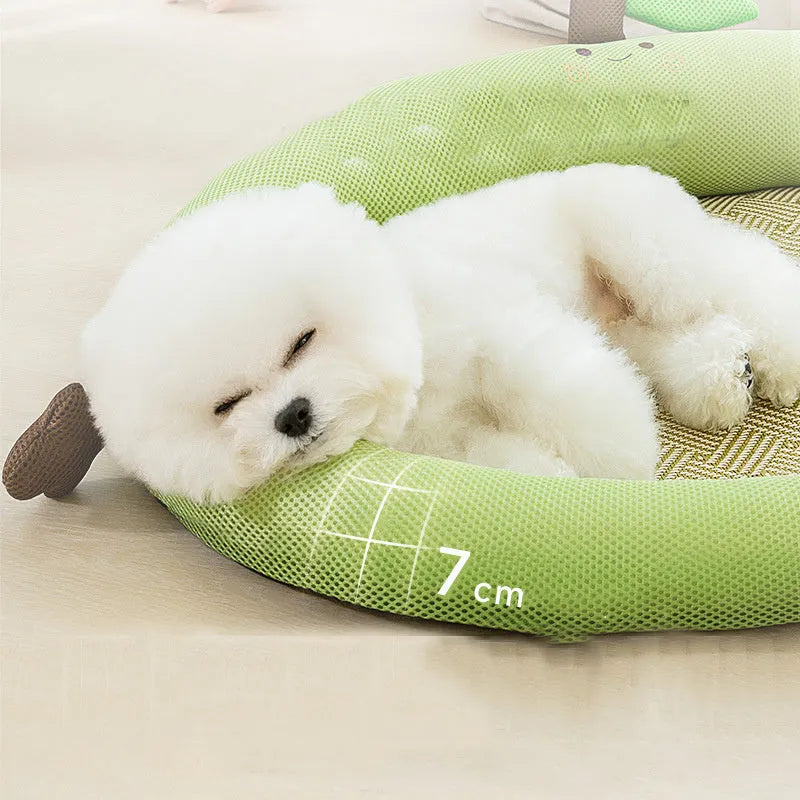 Green fruit backrest pet nest bed mat for dogs and cats in size large.