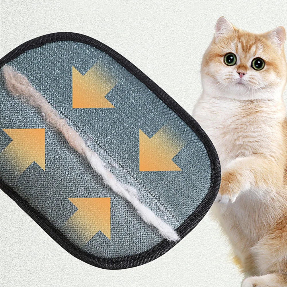 Black pet hair remover mitt with silicone bristles for dog and cat grooming