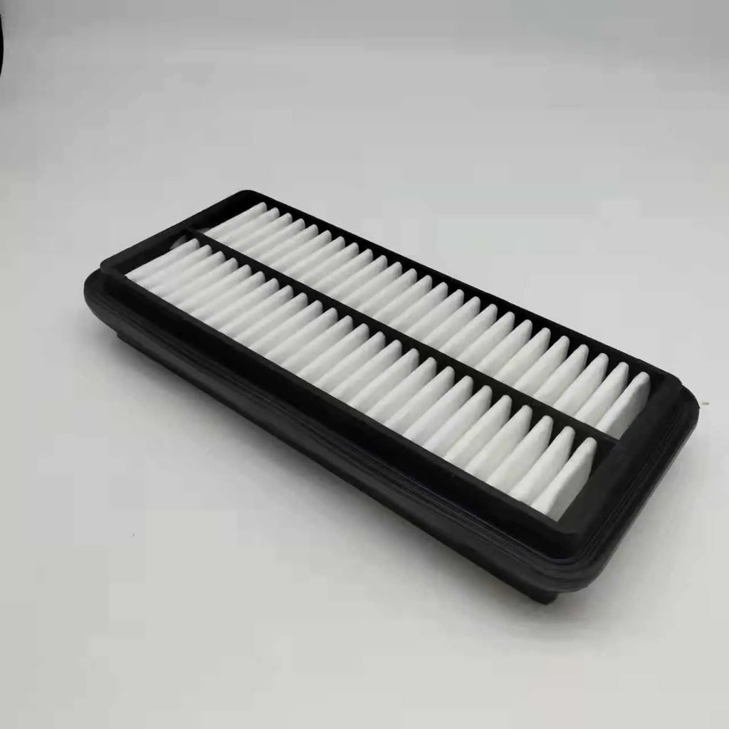 Black rectangular car air filter for Hyundai vehicles measuring 256mm by 113mm by 40mm