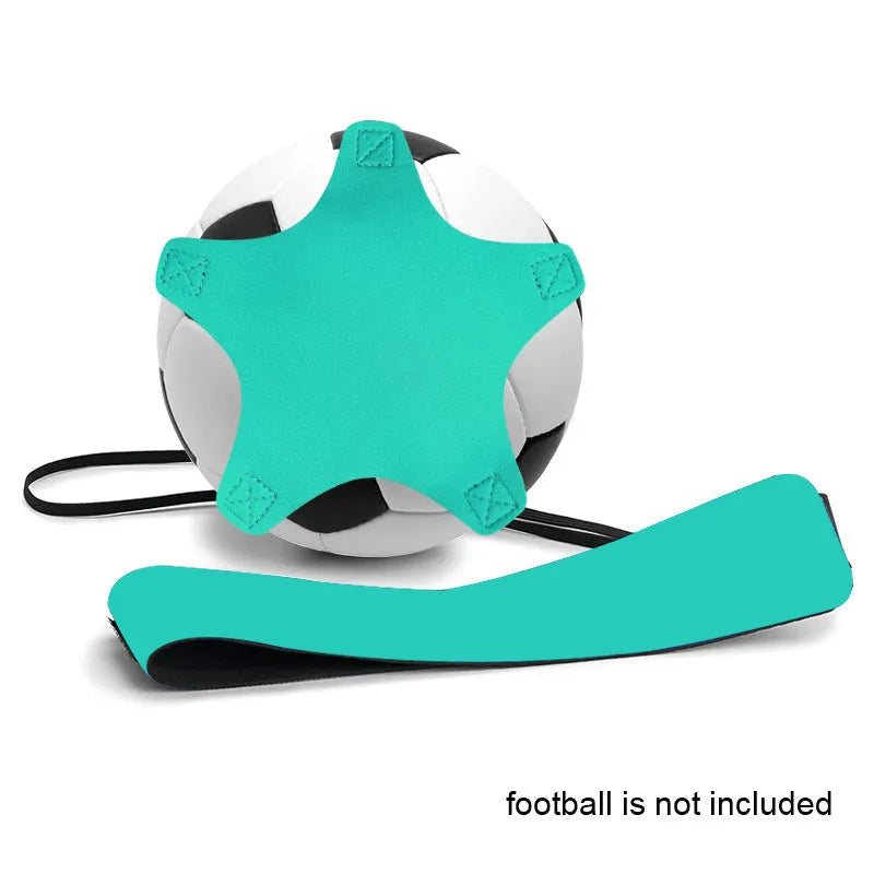 Neoprene football juggling training belt showing five-corner geometric design in blue colour