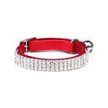 Rhinestone suede velvet cat collar in red blue purple black pink adjustable 20-30cm
