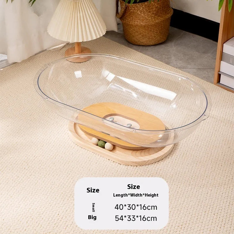 Transparent acrylic cat space capsule bathtub pet bed in multiple size options