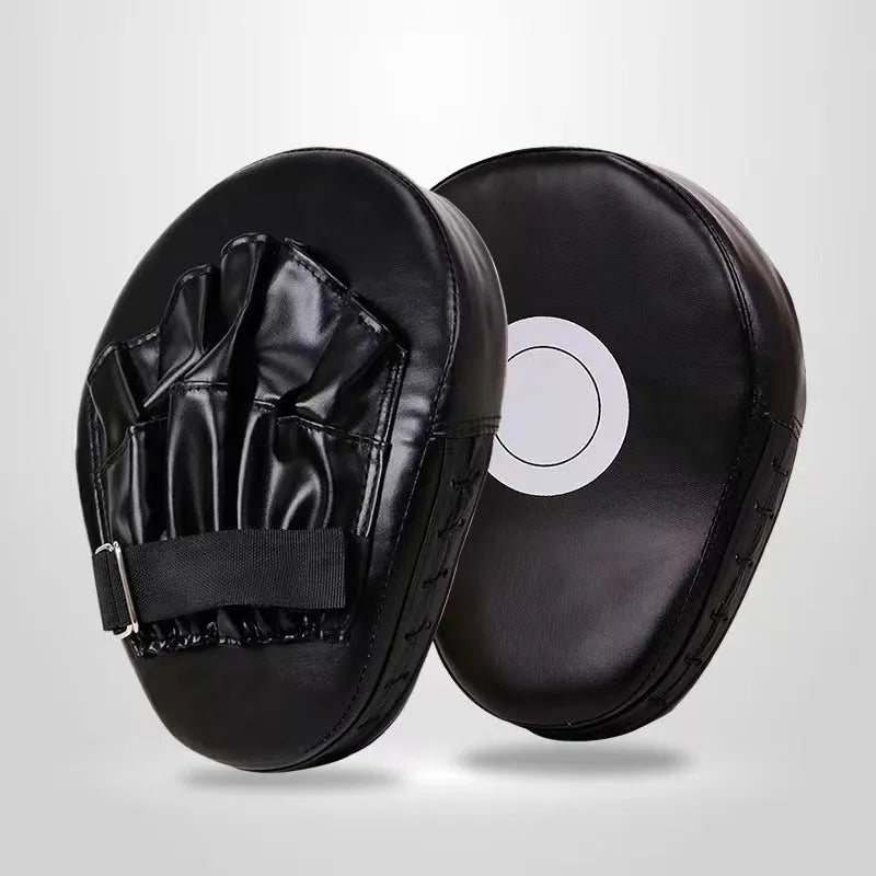 Boxing punch mitts and hand targets for Muay Thai training in curved and flat styles with multiple colour options